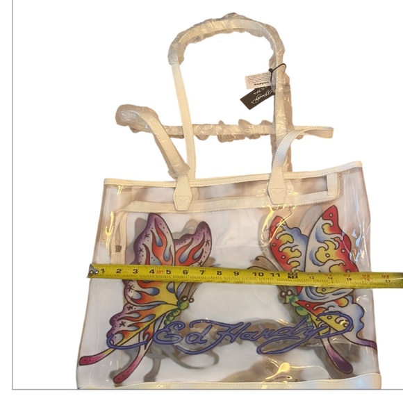 NWT Ed Hardy Large Tote Clear PVC Bag with Butterfly and zipper - Picture 4 of 7